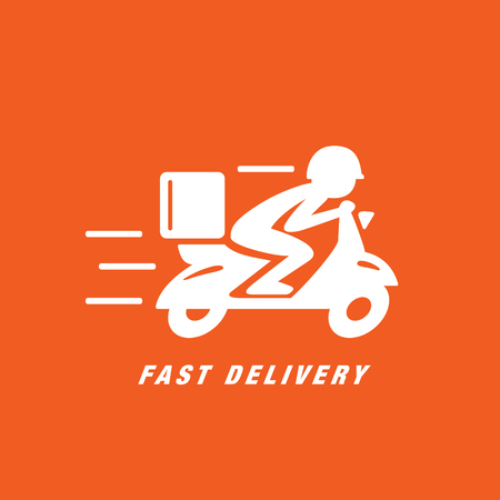 A man is riding a scooter. Delivery iconのイラスト素材