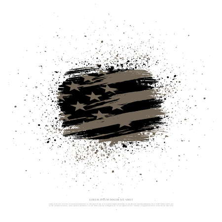 Flag of the United States, brush stroke backgroundのイラスト素材