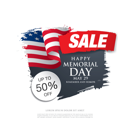 Memorial day sale banner template designのイラスト素材