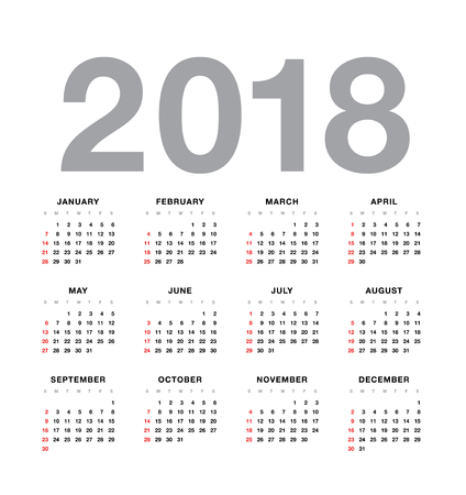 Simple vector calendar 2018のイラスト素材