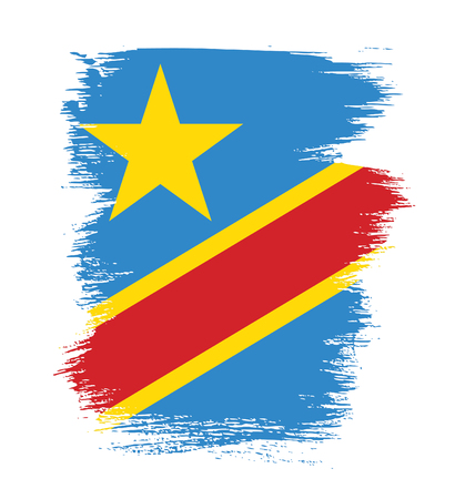 Flag of the Democratic Republic of the Congo, brush stroke backgroundのイラスト素材