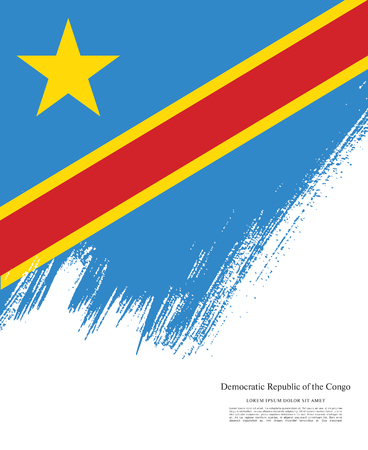 Flag of the Democratic Republic of the Congo, brush stroke backgroundのイラスト素材