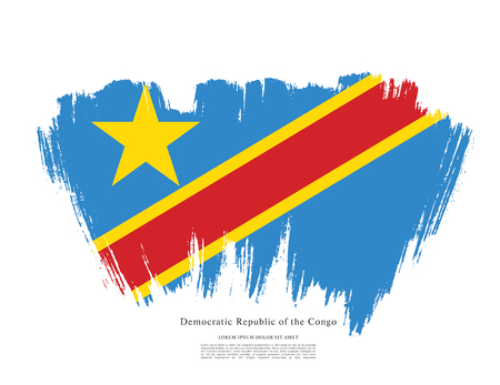 Flag of the Democratic Republic of the Congo, brush stroke backgroundのイラスト素材