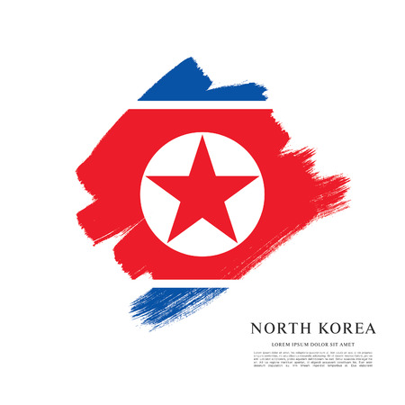 Flag of North Korea, brush stroke backgroundのイラスト素材