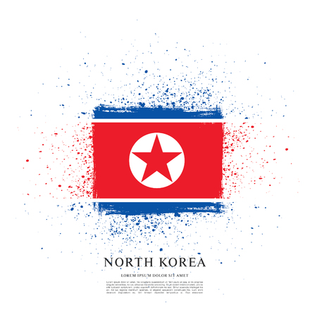 Flag of North Korea, brush stroke backgroundのイラスト素材