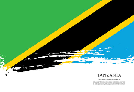 Flag of Tanzania, brush stroke backgroundのイラスト素材