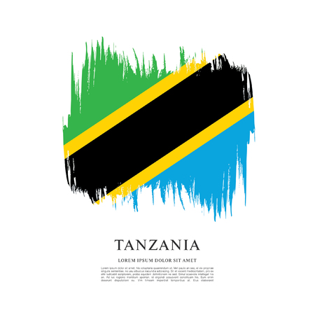 Flag of Tanzania brush stroke backgroundのイラスト素材