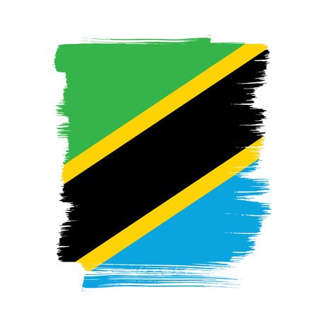 Flag of Tanzania, brush stroke backgroundのイラスト素材