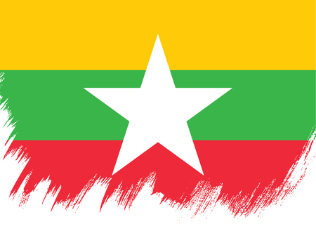 Flag of Myanmar, brush stroke backgroundのイラスト素材