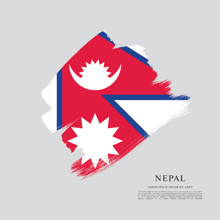 Flag of Nepal brush stroke backgroundのイラスト素材