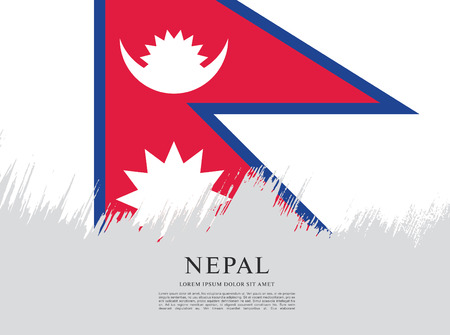 Flag of Nepal brush stroke backgroundのイラスト素材