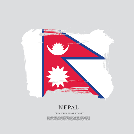 Flag of Nepal brush stroke backgroundのイラスト素材