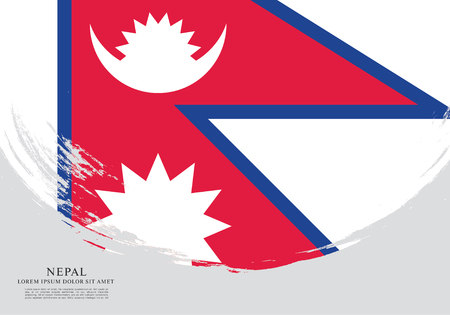 Flag of Nepal brush stroke backgroundのイラスト素材