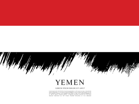 Flag of Yemen brush stroke backgroundのイラスト素材