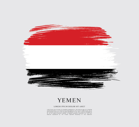 Flag of Yemen brush stroke backgroundのイラスト素材