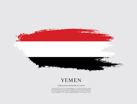 Flag of Yemen brush stroke backgroundのイラスト素材
