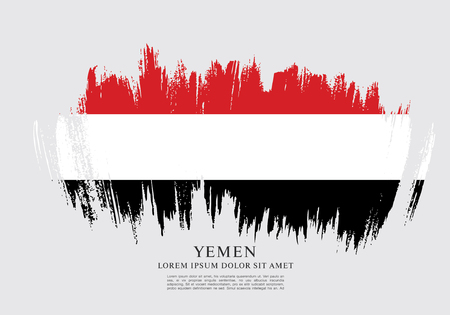 Flag of Yemen brush stroke backgroundのイラスト素材