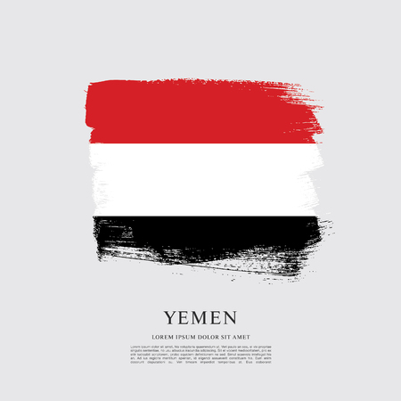 Flag of Yemen brush stroke backgroundのイラスト素材