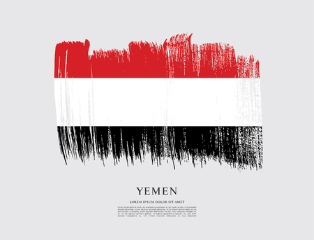 Flag of Yemen brush stroke backgroundのイラスト素材