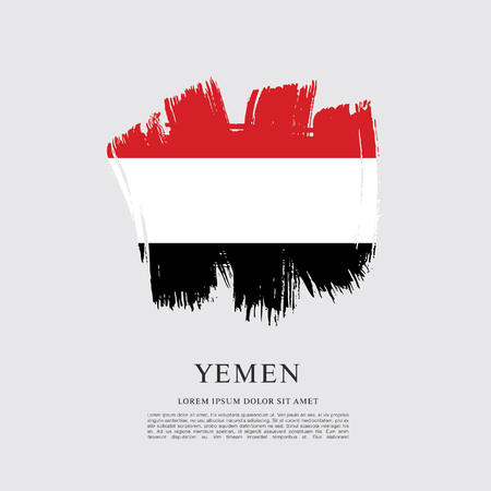Flag of Yemen brush stroke backgroundのイラスト素材