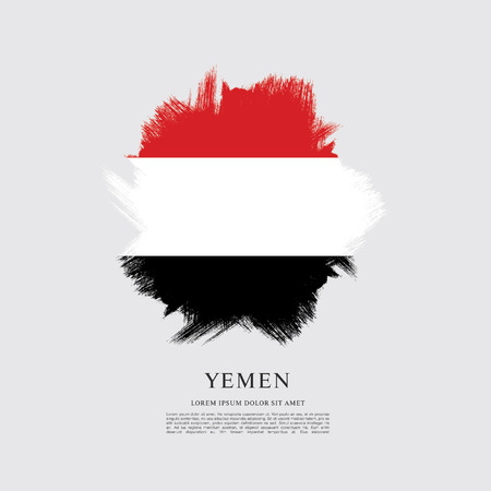 Flag of Yemen brush stroke backgroundのイラスト素材