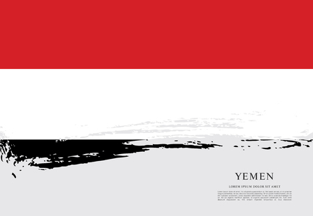 Flag of Yemen brush stroke backgroundのイラスト素材