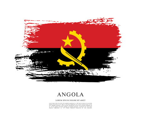 Flag of Angola brush stroke backgroundのイラスト素材