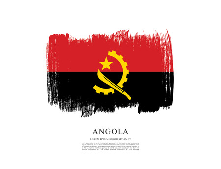 Flag of Angola brush stroke backgroundのイラスト素材