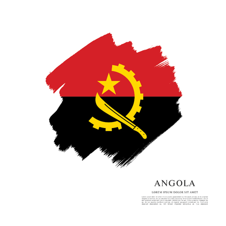 Flag of Angola brush stroke backgroundのイラスト素材