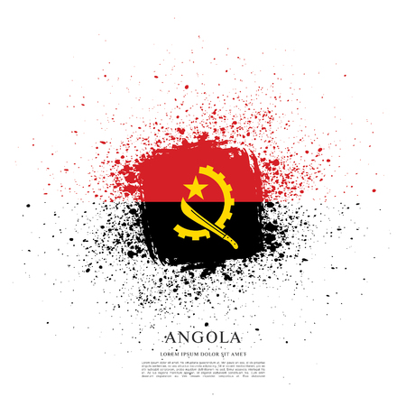 Flag of Angola brush stroke backgroundのイラスト素材