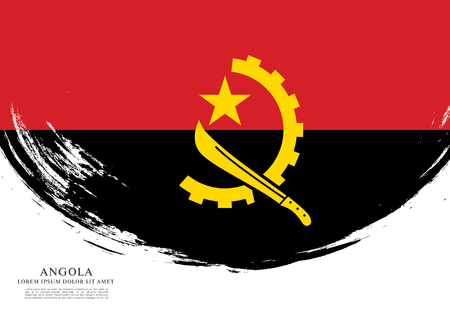 Flag of Angola brush stroke backgroundのイラスト素材