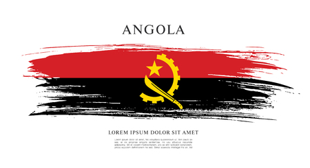 Flag of Angola brush stroke backgroundのイラスト素材