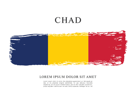 Flag of Chad brush stroke backgroundのイラスト素材