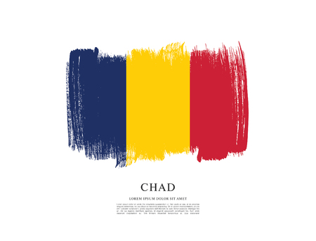 Flag of Chad brush stroke backgroundのイラスト素材