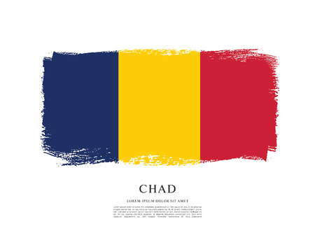 Flag of Chad brush stroke backgroundのイラスト素材