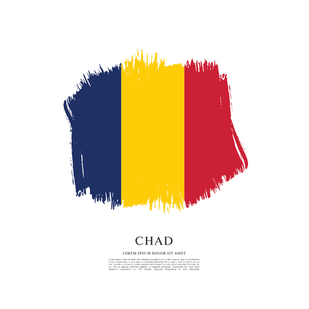 Flag of Chad brush stroke backgroundのイラスト素材
