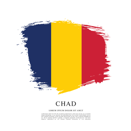 Flag of Chad brush stroke backgroundのイラスト素材