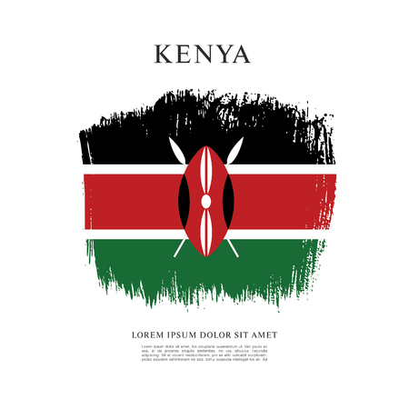 Flag of Kenya brush stroke backgroundのイラスト素材