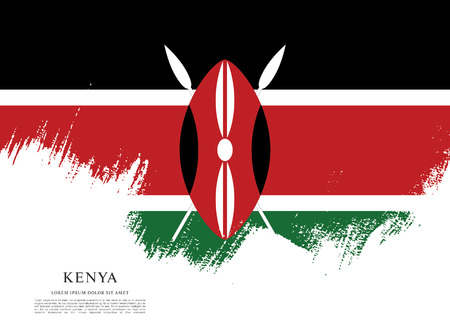 Flag of Kenya brush stroke backgroundのイラスト素材