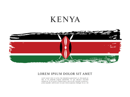 Flag of Kenya brush stroke backgroundのイラスト素材