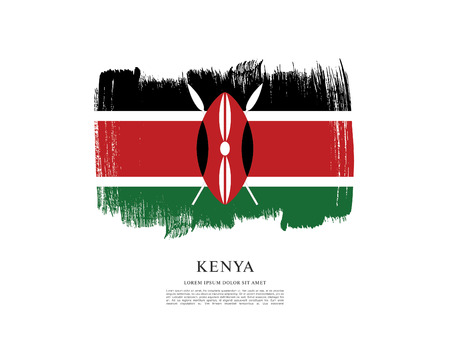 Flag of Kenya brush stroke backgroundのイラスト素材