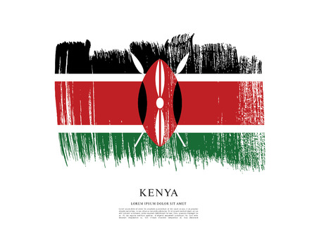 Flag of Kenya brush stroke backgroundのイラスト素材