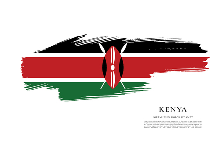 Flag of Kenya brush stroke backgroundのイラスト素材