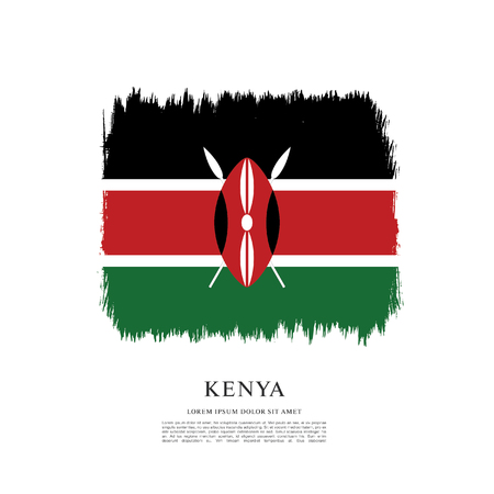 Flag of Kenya, brush stroke backgroundのイラスト素材