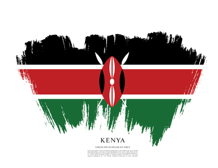 Flag of Kenya brush stroke backgroundのイラスト素材