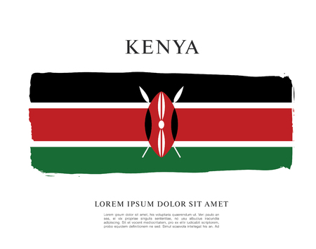 Flag of Kenya brush stroke backgroundのイラスト素材