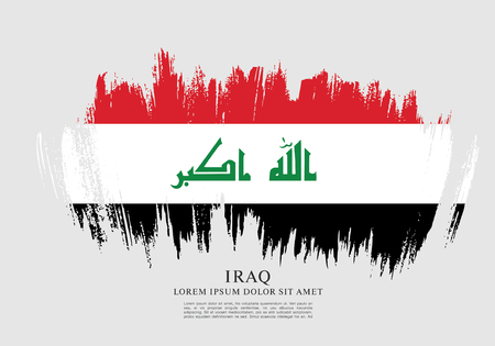 Flag of Iraq brush stroke backgroundのイラスト素材