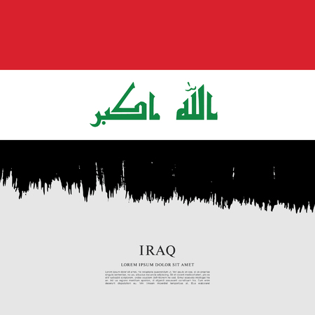 Flag of Iraq brush stroke backgroundのイラスト素材