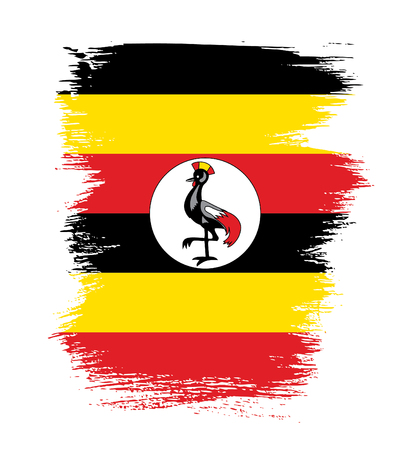 Flag of Uganda, brush stroke backgroundのイラスト素材