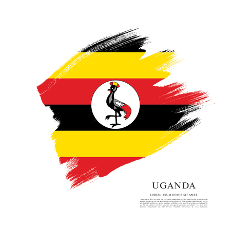 Flag of Uganda, brush stroke backgroundのイラスト素材